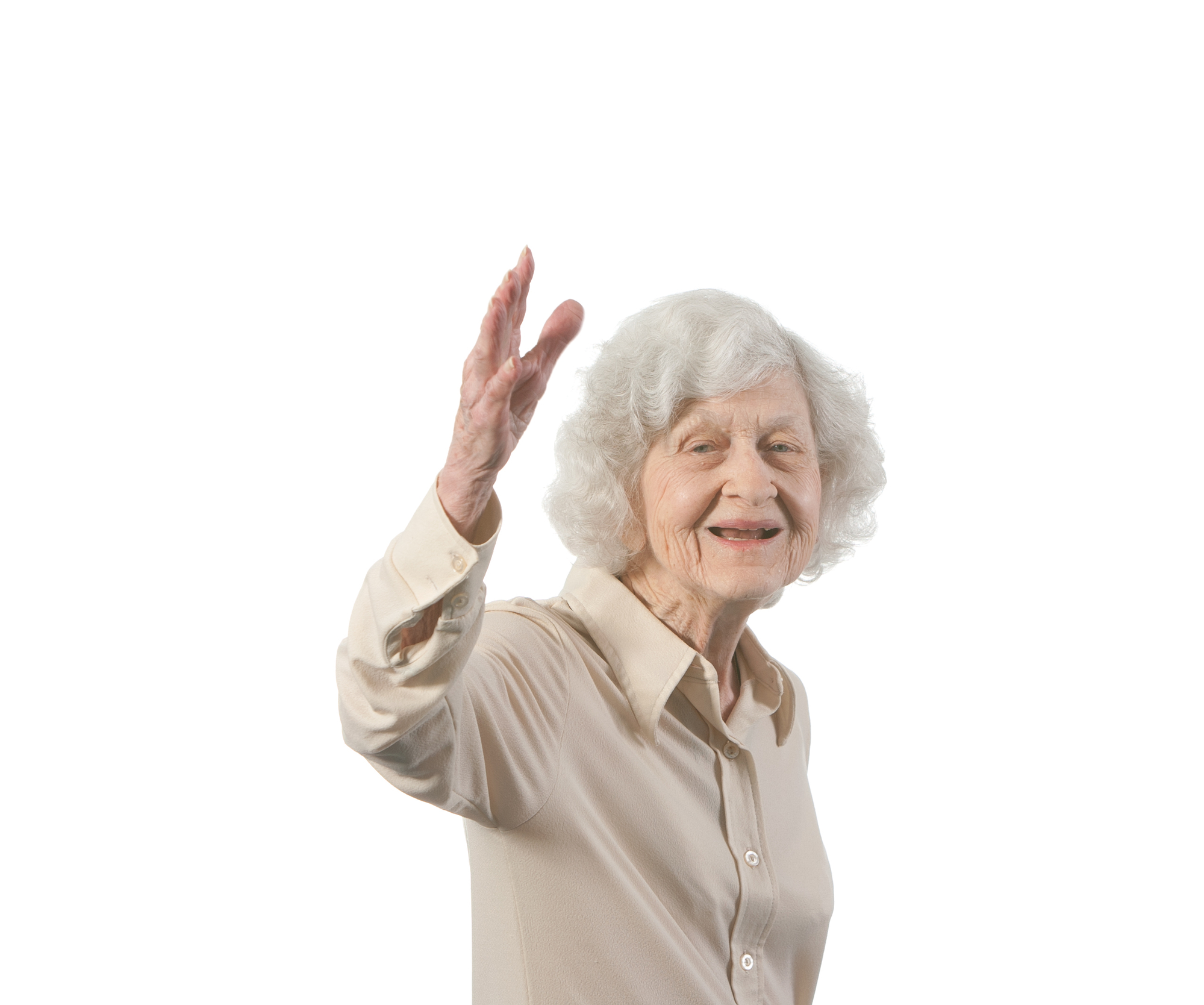 Happy Old Lady Waving Dementia warning signs